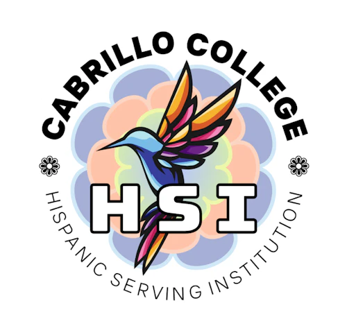 Cabrillo College/ HSI Logo of colorful hummingbird