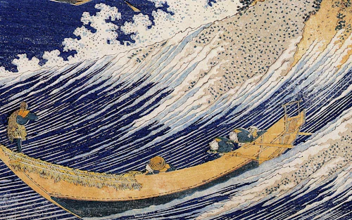 Pintura antigua japonesa de la ola de Hokusai
