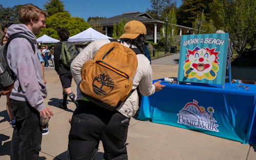 beach boardwalk at the job fair
