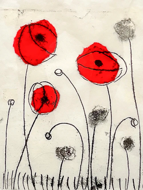 Iris Shields, Sin título, tinta de grabado sobre Chine Collé