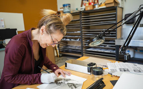 student working on a design