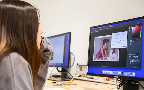 student working on a computer