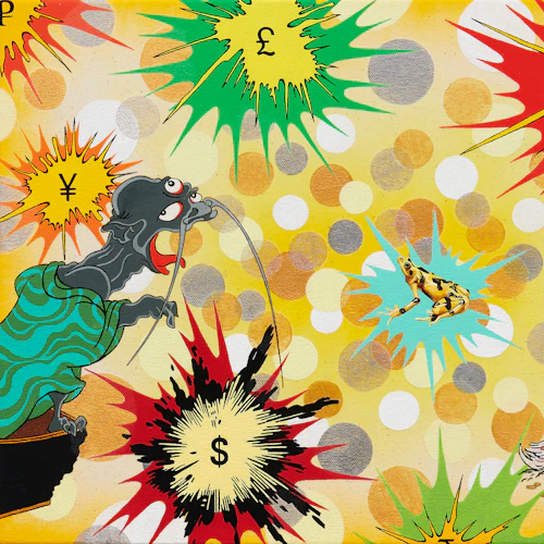 Kara Maria "Greed", acrylic on canvas