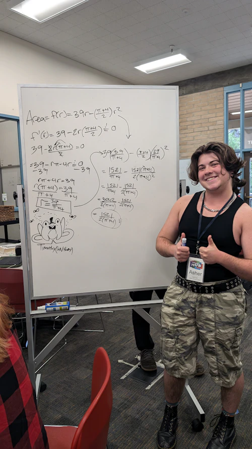 work experience student at white board