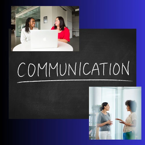 gráfico con personas sonriendo y hablando entre sí