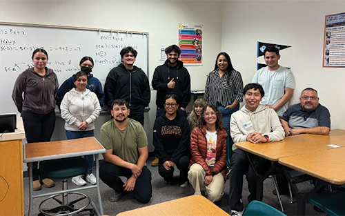 group photo of Cabrillo business program students in a classroom