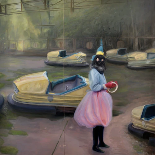 Tamera Avery, "Parque de diversiones", óleo sobre lienzo