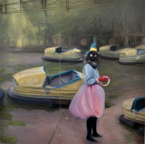 Tamera Avery, "Parque de diversiones", óleo sobre lienzo