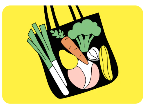 Food pantry, bag full of groceries