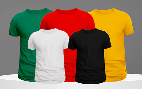 image of green, red, yellow, black, and white tshirts