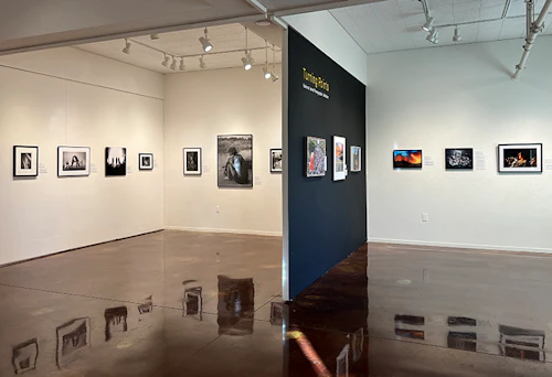 title wall, entry way, small gallery view