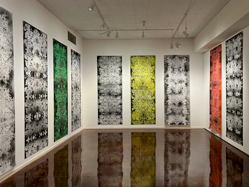 back gallery installation "Something to Divine, 1-16" by Ann Resnick