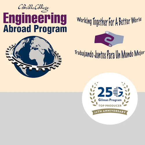 Engineering Abroad Logo with Gilman Producer Badge