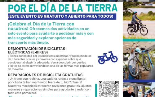 Servicios de Bicicletas por el dia de la tierra folleto del evento en espanol 20 de Abril Watsonville 11:30 am-1:30 pm