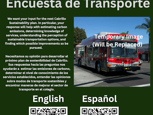 Cabrillo College Transportation Survey with QR codes Description in Spanish and English