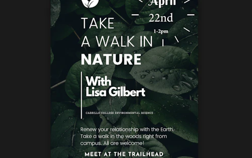 Take a walk in nature April 22 1-2pm