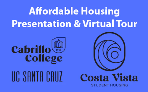 Cabrillo College, UC Santa Cruz, and Costa Vista Student Housing logos