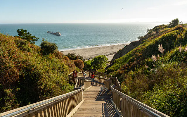 the stairway leading to Seacliff State Beach and the Cement Ship